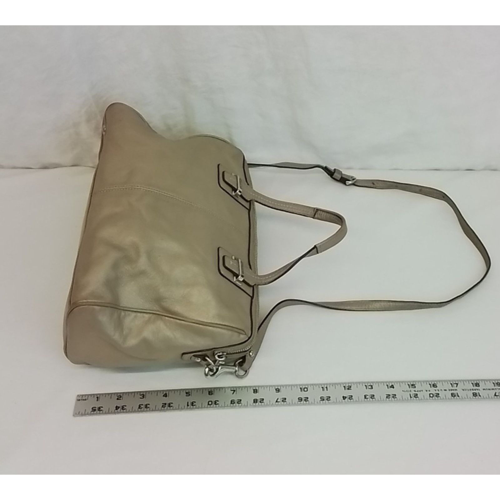 Coach Coach Taylor Handbag Satchel Champagne Silver Crossbody Size ONE SIZE - 17 Thumbnail