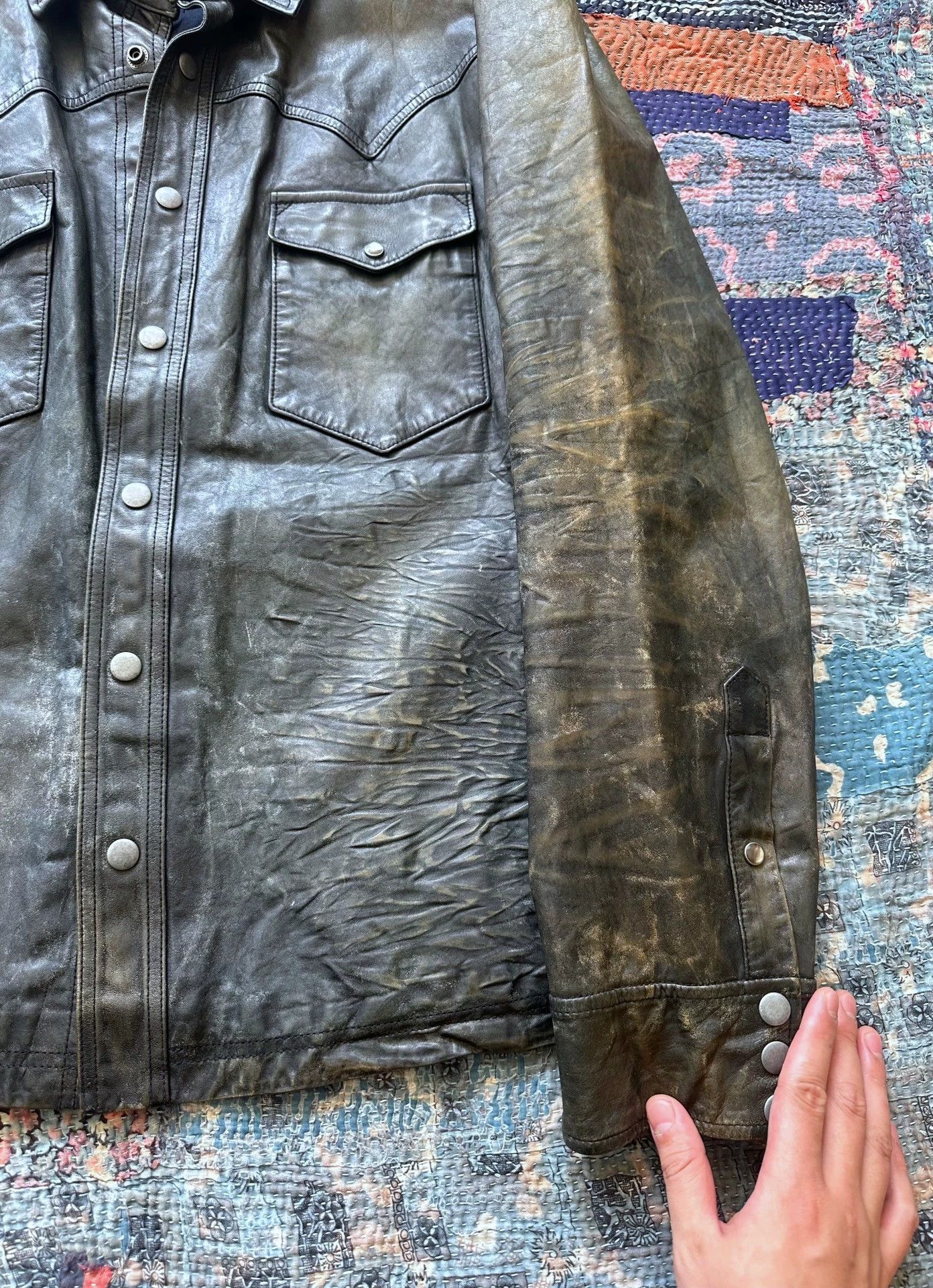 RRL Ralph Lauren RRL Governor Indigo Dyed Leather Jacket XXL Size US XXL / EU 58 / 5 - 6 Thumbnail