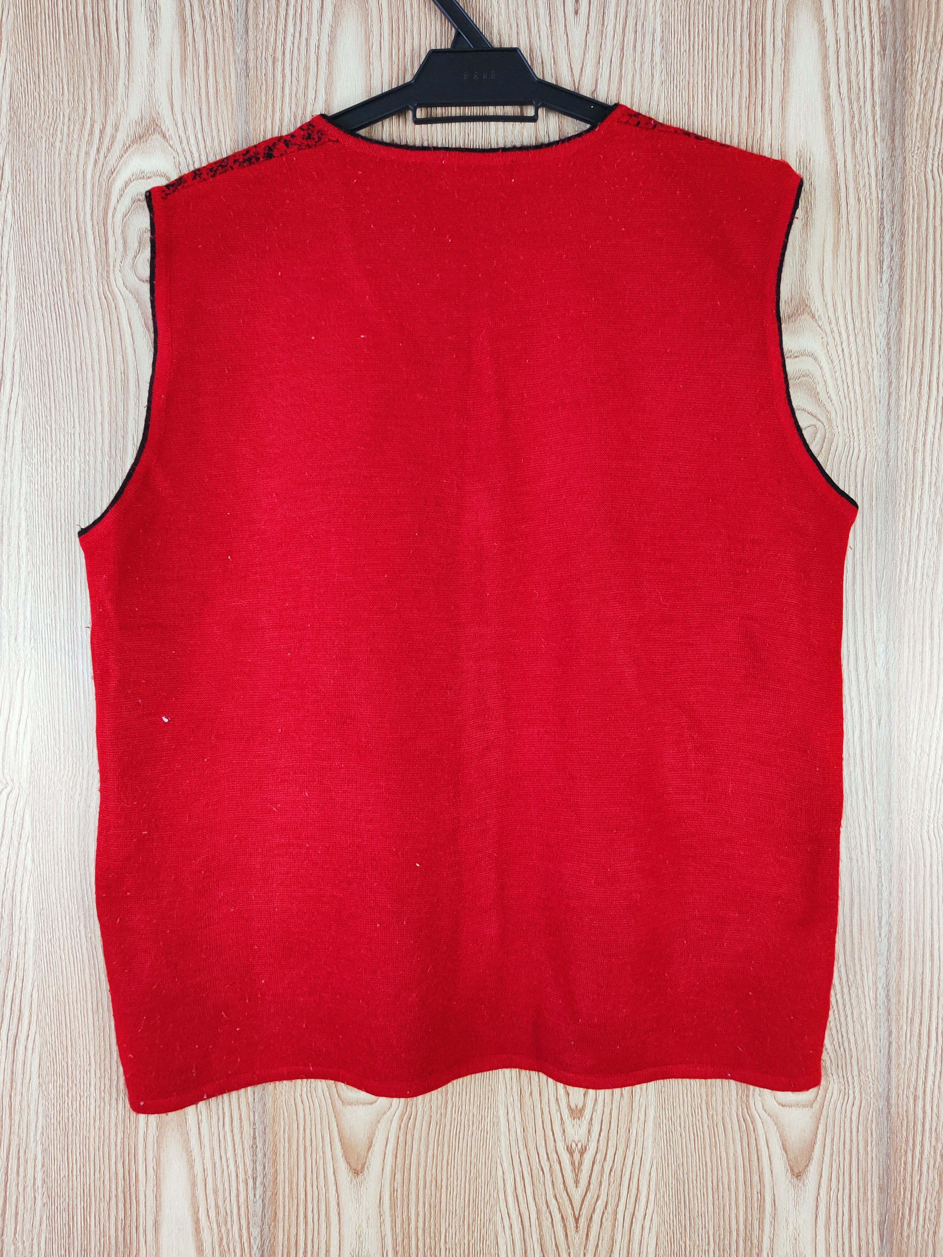 Vintage Ladies Fashion Red Roses Knitwear Cardigan Vests #W164 Size L / US 10 / IT 46 - 8 Thumbnail
