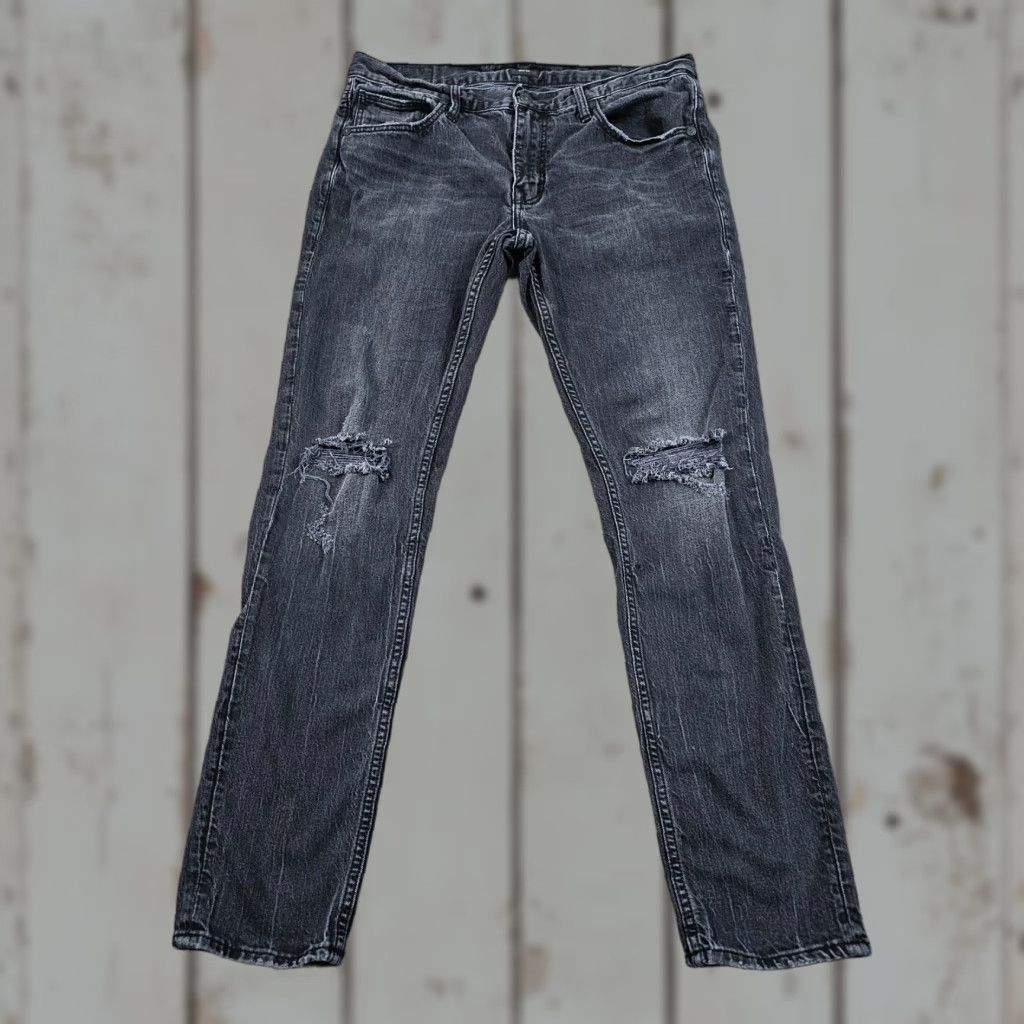 Silver Jeans Co. Silver Jeans Mens 33x32 Black Slim Straight Leg Distressed Stretch Denim Kenaston Size US 32 / EU 48 - 1 Thumbnail