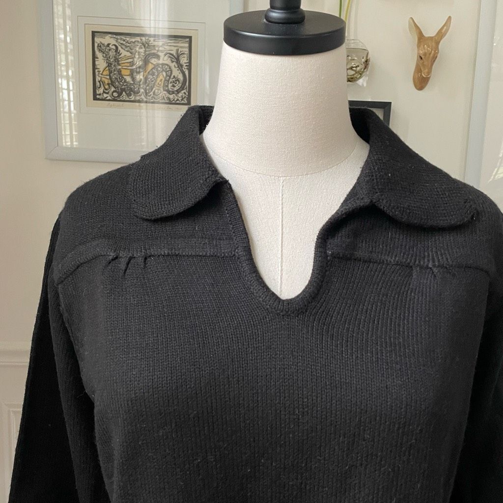 Vintage Vintage 70s Corliss Split Neck Tunic Sweater Black M L Size M / US 6-8 / IT 42-44 - 2 Thumbnail