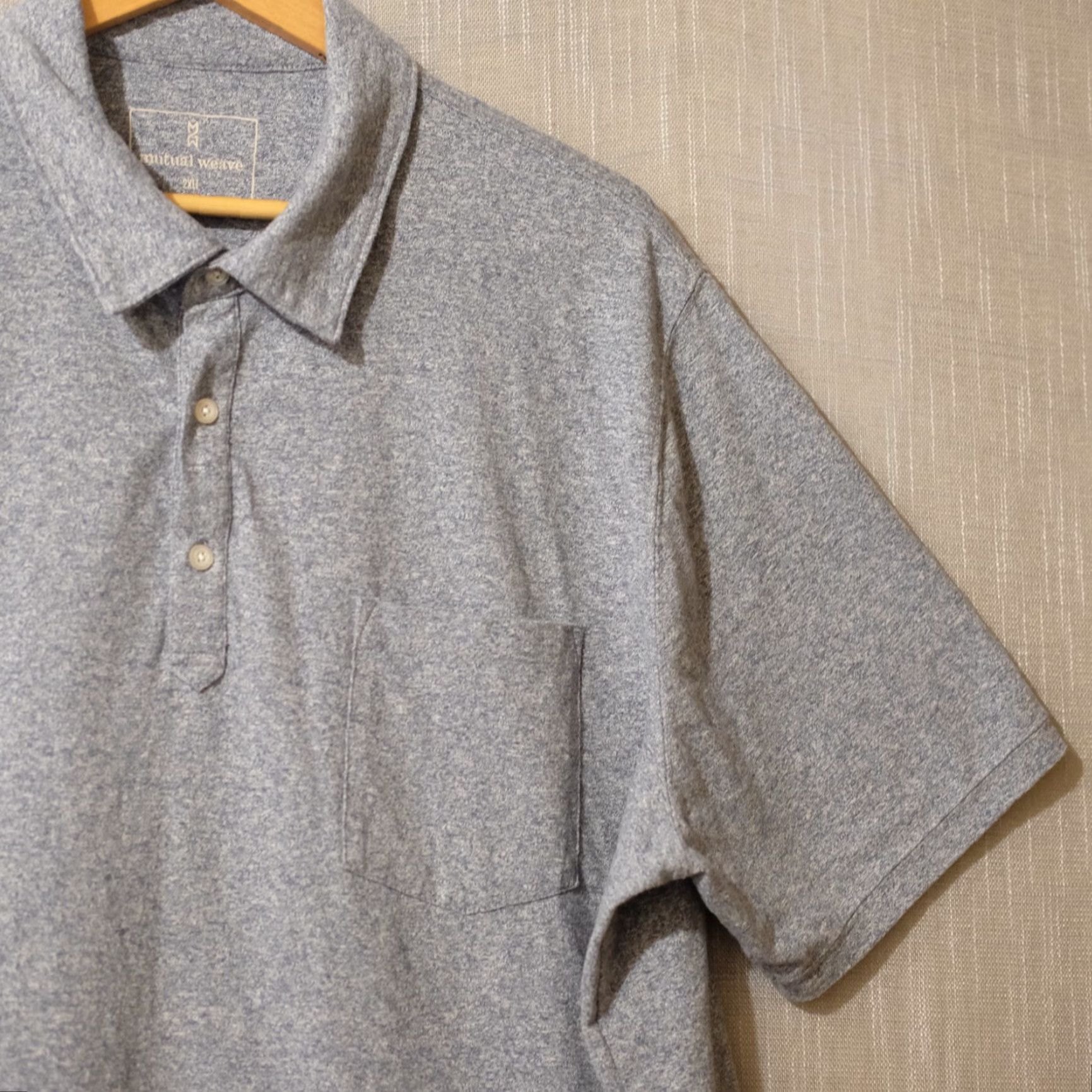 Vintage EUC Mutual Weave 3 Button Pullover Polo Shirt Heather Blue Mens 2XLT Size US XXL / EU 58 / 5 - 3 Thumbnail