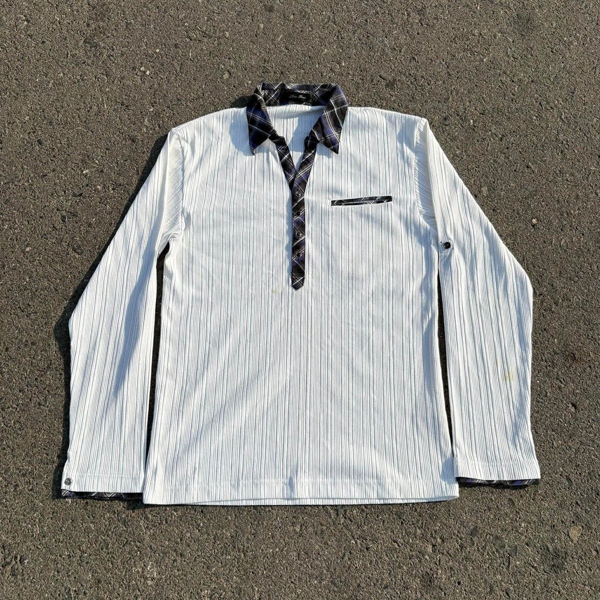 Japanese Brand ❌SOLD❌Mata Bene Ribbed Long Sleeve Layered Shirt Size US XXS / EU 40 - 2 Thumbnail