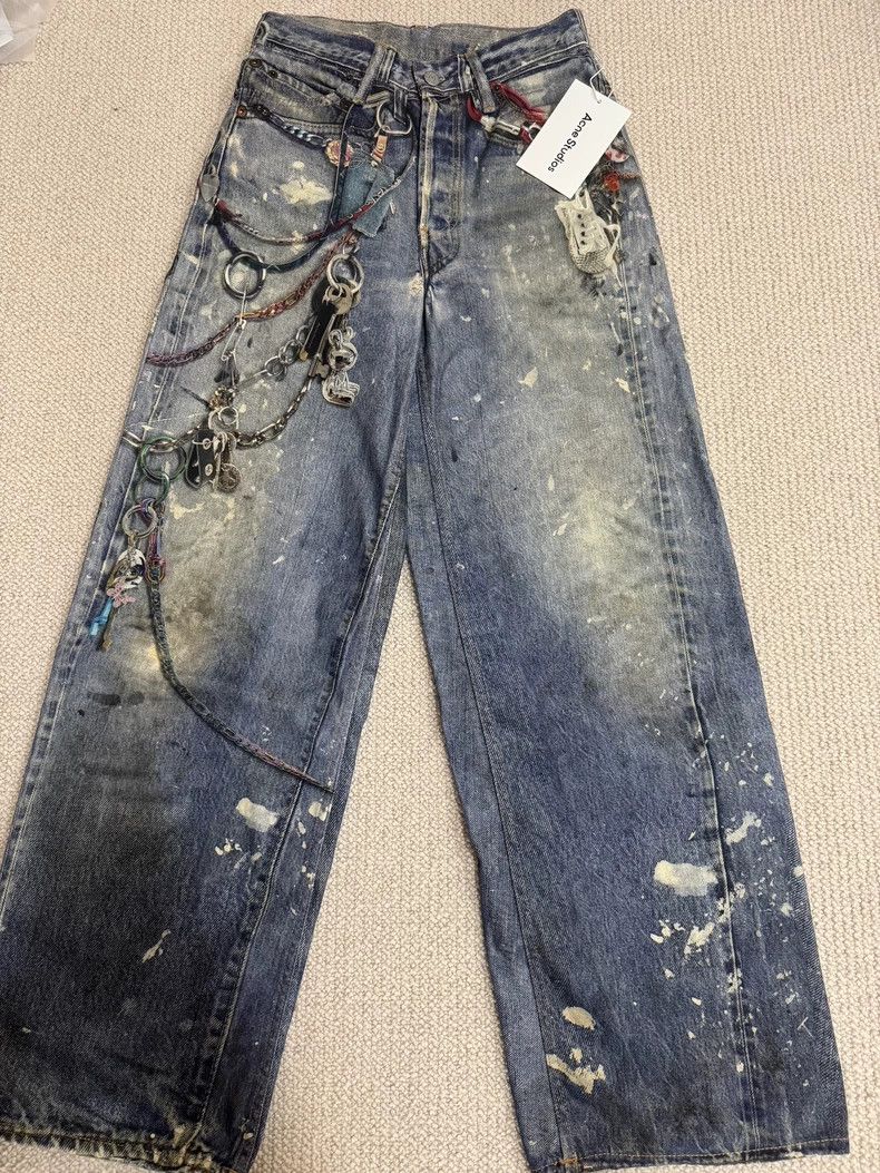 Acne Studios Acne Studios 3D trouser chain printing blue jeans Size 32" / US 10 / IT 46 - 1 Thumbnail