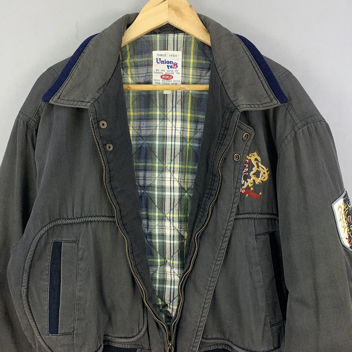 Japanese Brand Vintage 90s Union Patches Zipper Bomber Jacket Size US L / EU 52-54 / 3 - 11 Thumbnail