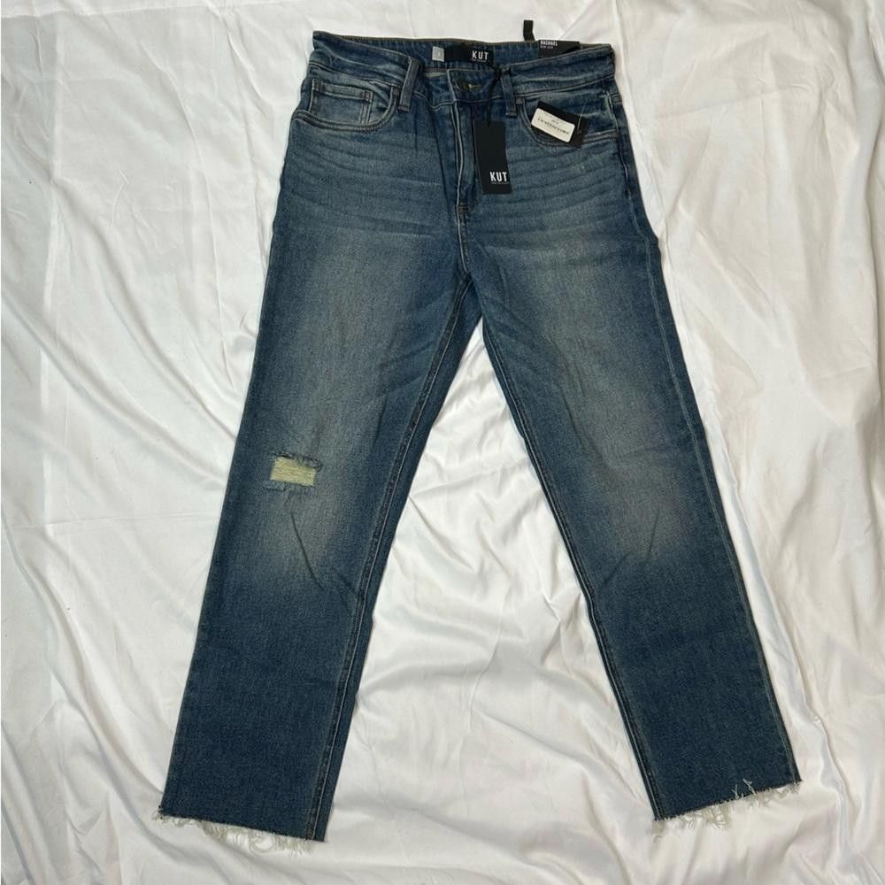 Designer NWT - KUT From The Kloth, Rachael Ripped Raw Hem Mom Jean, 2 Size 26" / US 2 / IT 38 - 2 Thumbnail