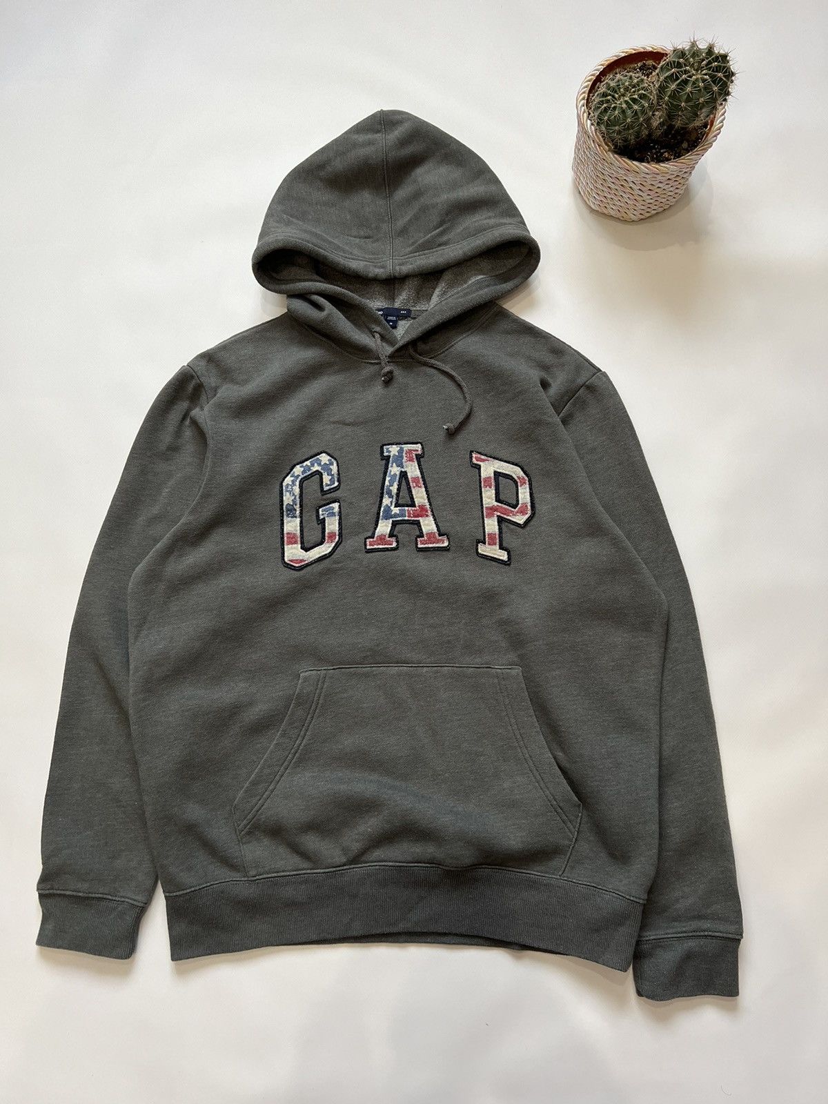 Gap Vintage GAP Grey Hoodie USA Flag Basic Size US M / EU 48-50 / 2 - 1 Thumbnail