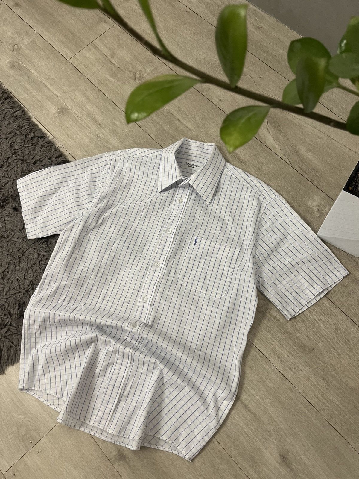 Yves Saint Laurent 🔥90's YSL Old Money Boxy Checked Summer Shirt Y2K Size US M / EU 48-50 / 2 - 2 Thumbnail