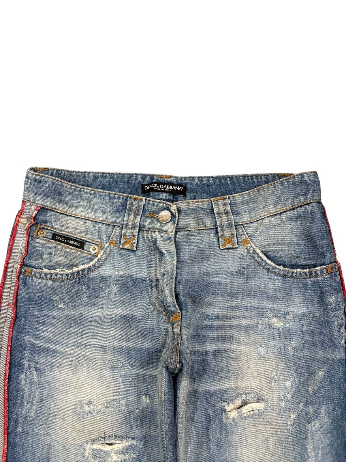 Dolce & Gabbana Vintage Italy Dolce Gabbana Faded Wash Distress Capri Jeans Size 29" - 4 Thumbnail
