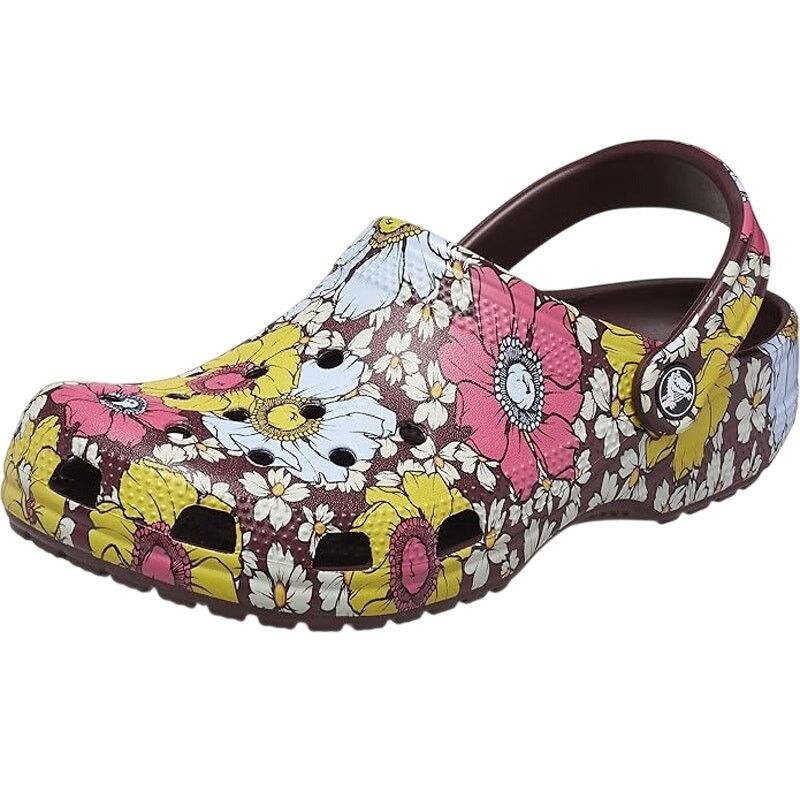 Crocs Crocs Unisex-Adult Classic Graphic Clogs Retro Floral Brown Size US 13 / EU 46 - 1 Thumbnail