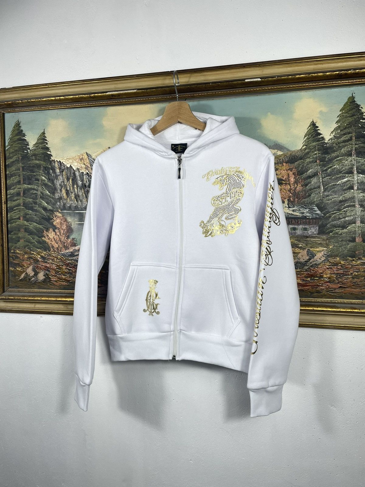 Christian Audigier × Ed Hardy × Vintage Ed Hardy Retro 00s Hoodie With Crystals Affliction Grunge Size M / US 6-8 / IT 42-44 - 3 Thumbnail