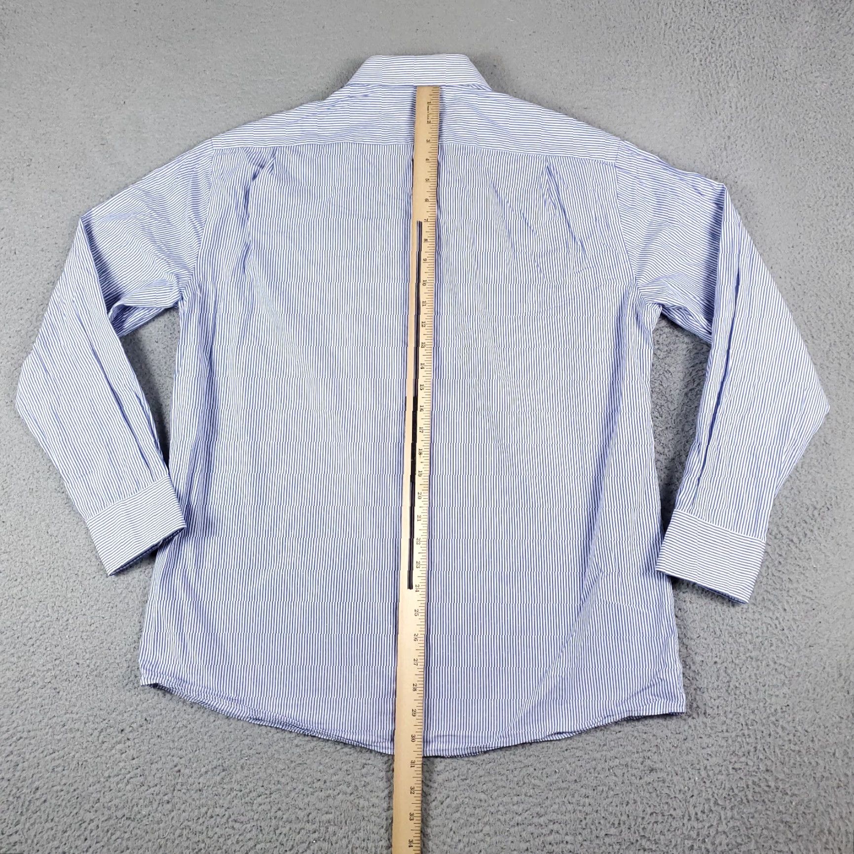 Tommy Hilfiger Tommy Hilfiger Blue Striped Dress Shirt Mens Size 16 Long Sleeve Button Up Classic Modern Preppy Size 42R - 3 Thumbnail