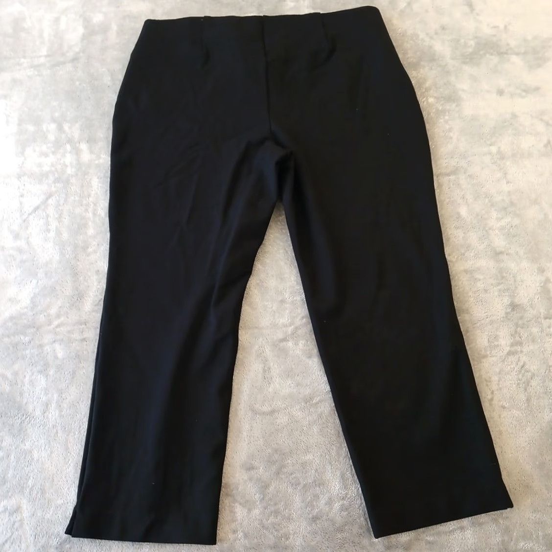 Vintage Chico's Pants Womens 16 Black Ankle Pull On Stretch Elastic Waist Straight Inseam 25in Flat Front Size 38" / US 16 / IT 52 - 2 Thumbnail