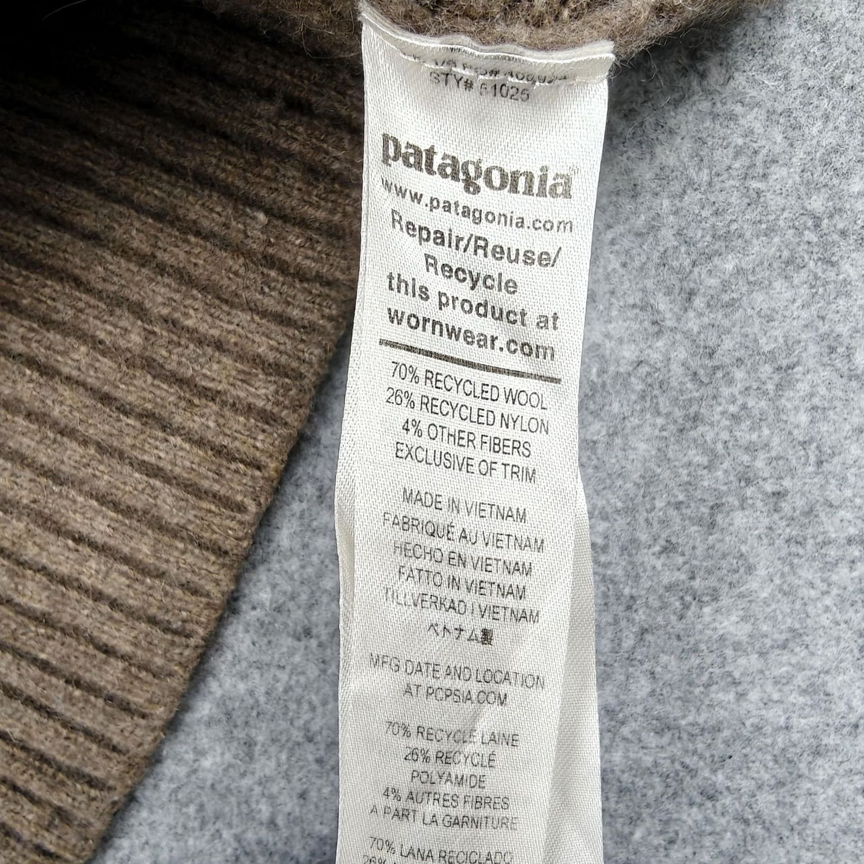Patagonia Patagonia Sweater Womens XL Brown Recycled Wool Diamond Knit Crewneck Pullover Size XL / US 12-14 / IT 48-50 - 4 Thumbnail