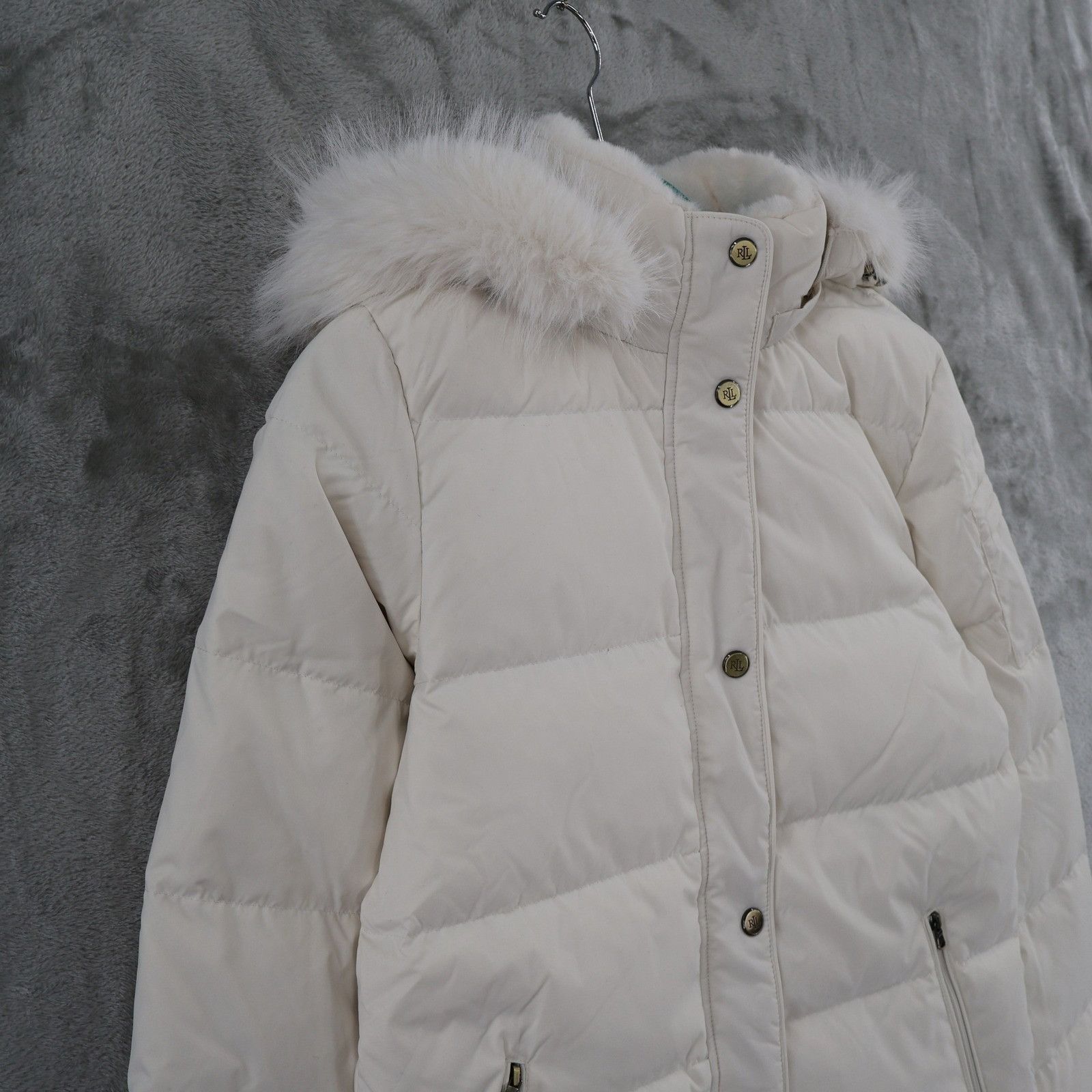 Lauren Ralph Lauren LRL Ralph Lauren Faux Fur Down Puffer Jacket Women XS White Size XS / US 0-2 / IT 36-38 - 10 Thumbnail