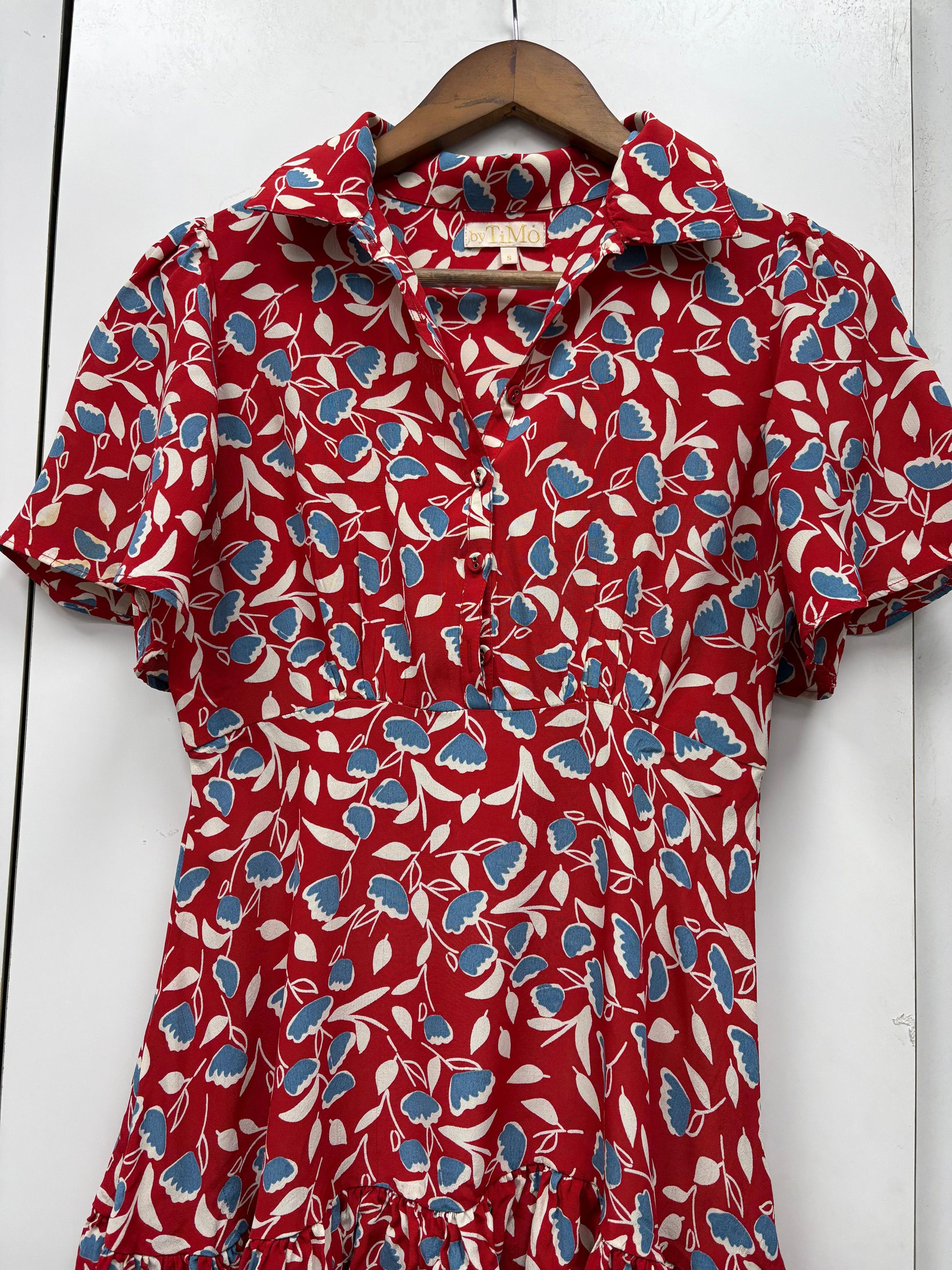 Other By Timo V-Neck Half Sleeves Printed Short Dress Size S / US 4 / IT 40 - 2 Thumbnail