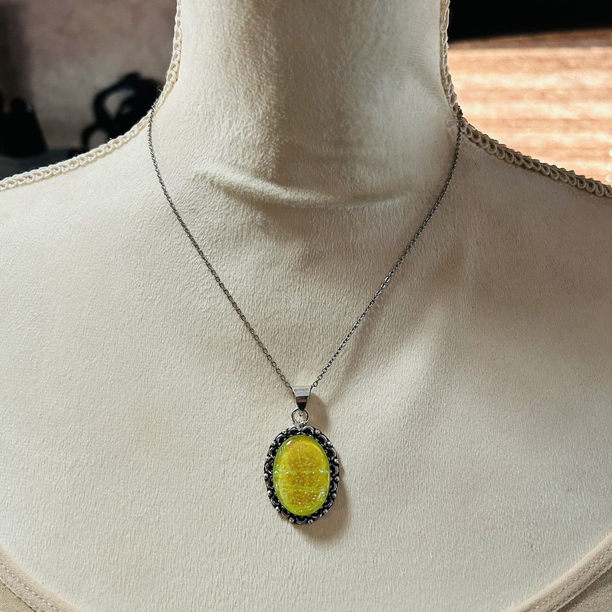 Handmade Handcrafted simulated opal dogtooth 925 sterling necklace Size ONE SIZE - 3 Thumbnail