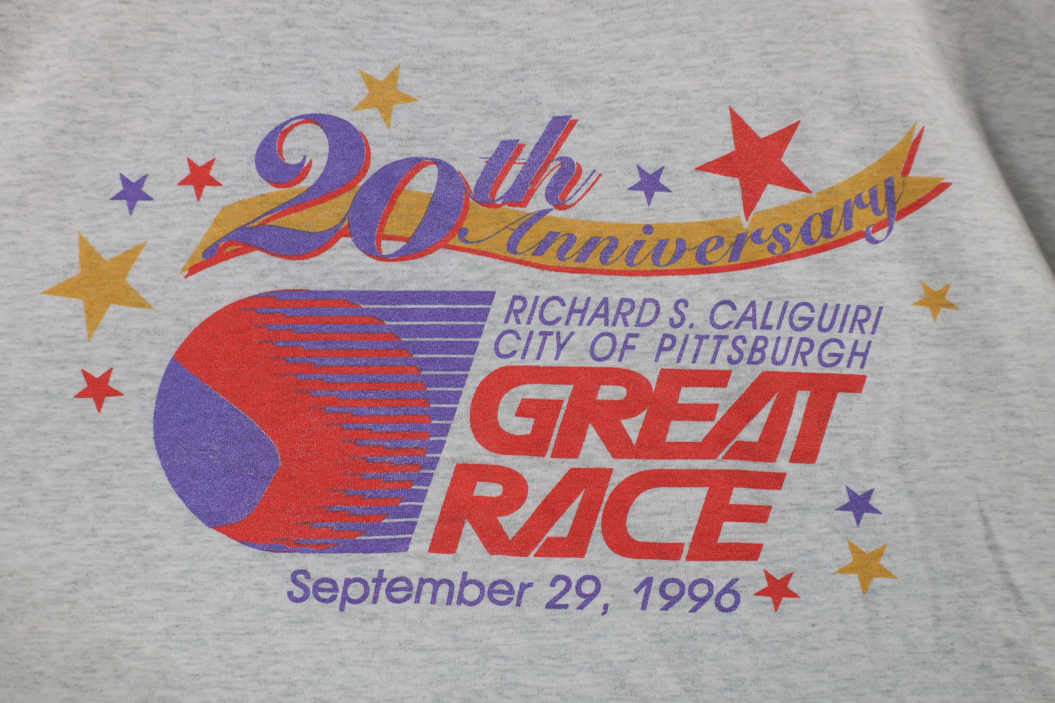 Vintage Vintage 90s Pittsburgh Great Race Running Jogging T-Shirt Size US XL / EU 56 / 4 - 4 Thumbnail