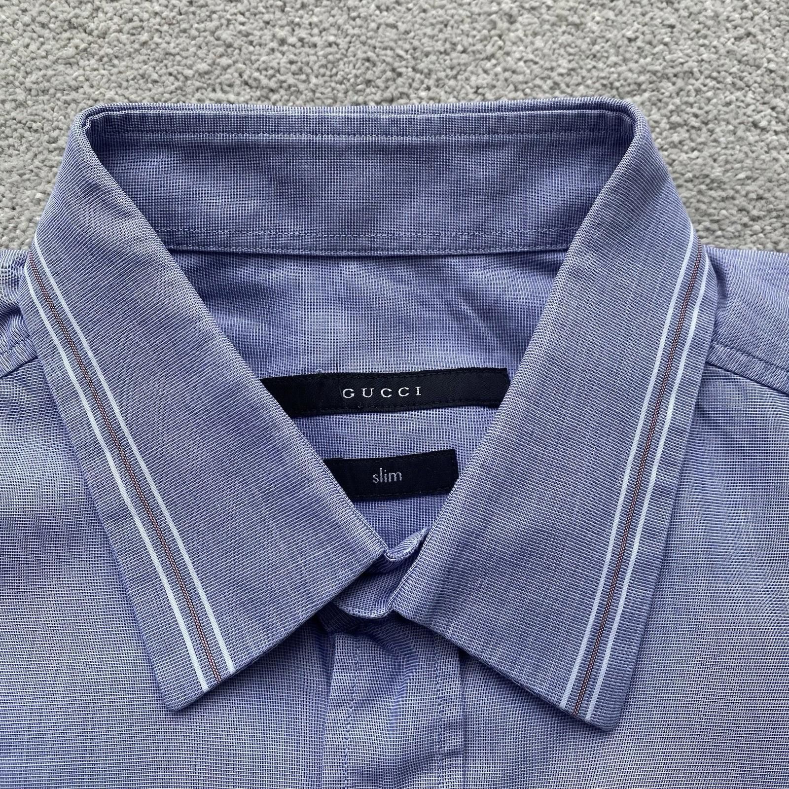 Gucci Gucci Men’s Button Up Shirt Blue Size 40/15.75 Size US M / EU 48-50 / 2 - 3 Thumbnail