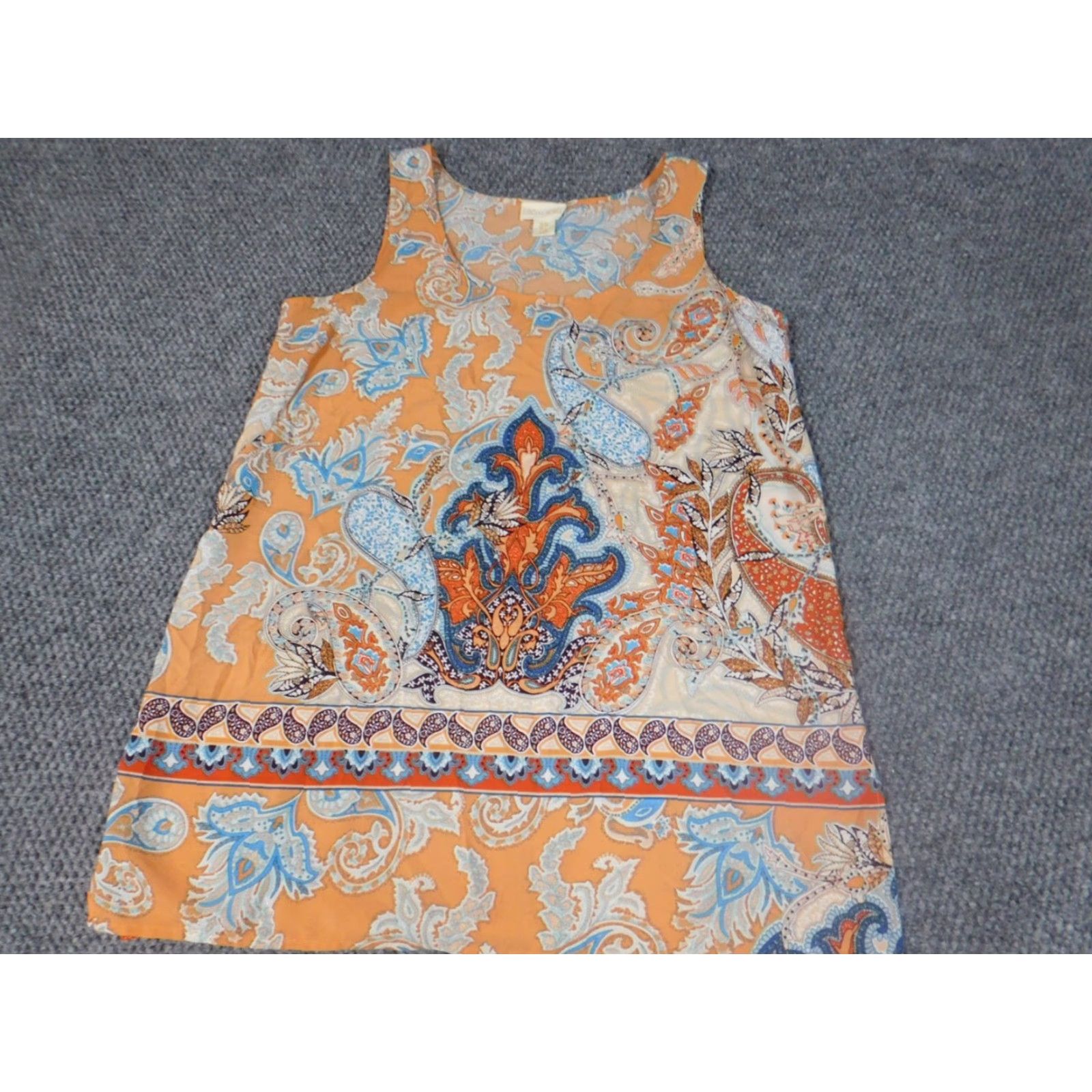 Vintage Lucy & Laurel Blouse Womens S Orange Floral Crew Neck Sleeveless Pullover Button Casual Size S / US 4 / IT 40 - 3 Thumbnail