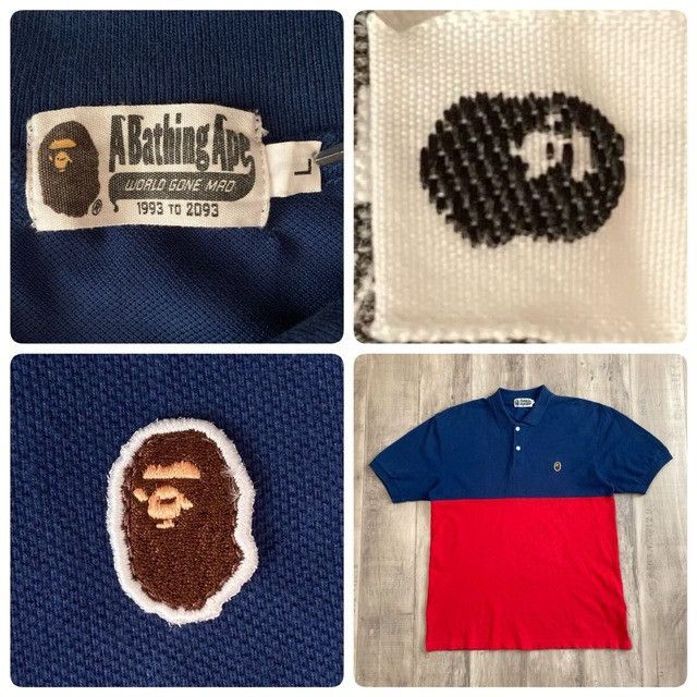 Bape BAPE HEAD LOGO polo shirt NAVY × RED a bathing ape NIGO Size US L / EU 52-54 / 3 - 5 Thumbnail