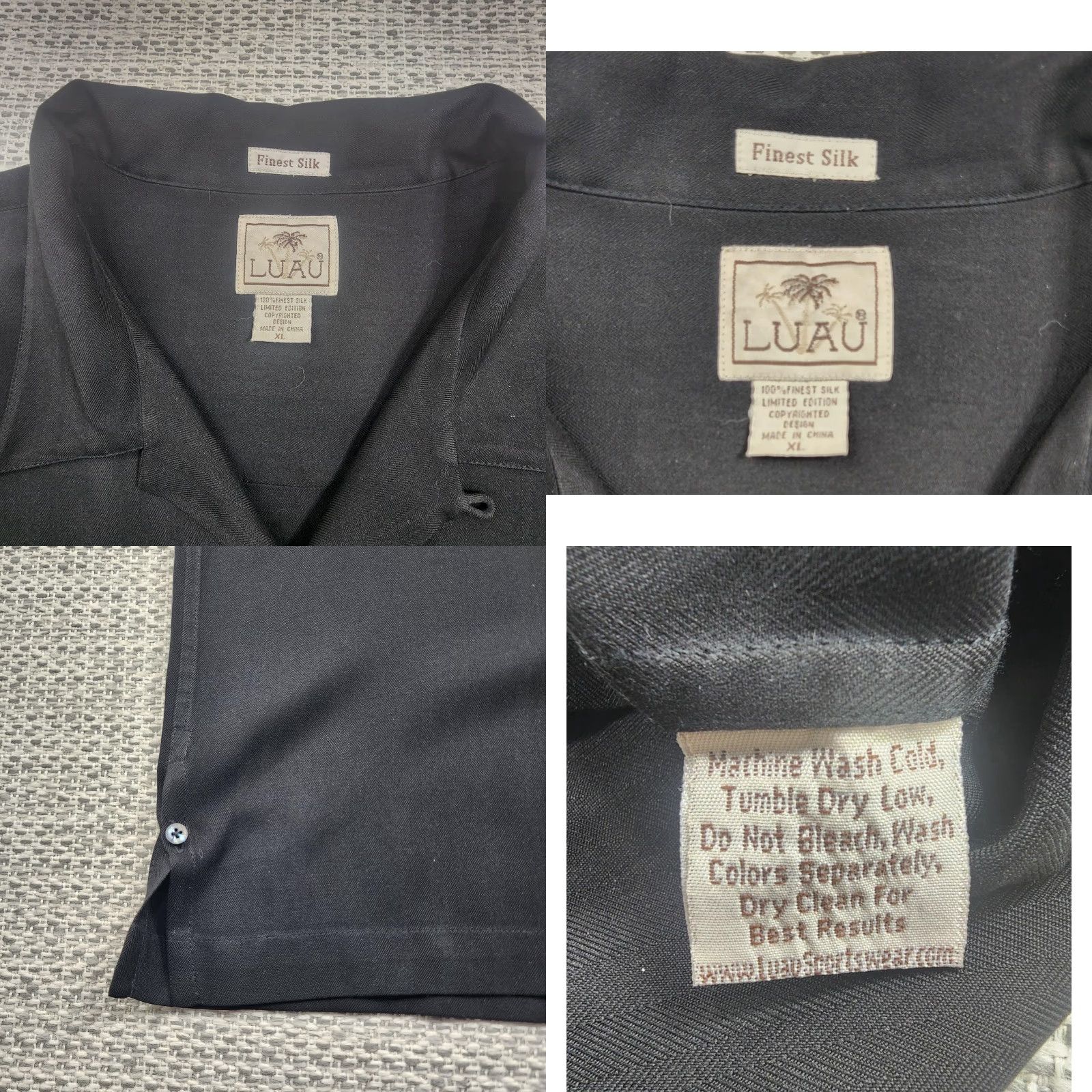 Vintage VINTAGE Luau Shirt Mens XL Black 100% Silk Aloha Camp Embroidered Back Parrot Golf Palm Shirt Size US XL / EU 56 / 4 - 8 Thumbnail