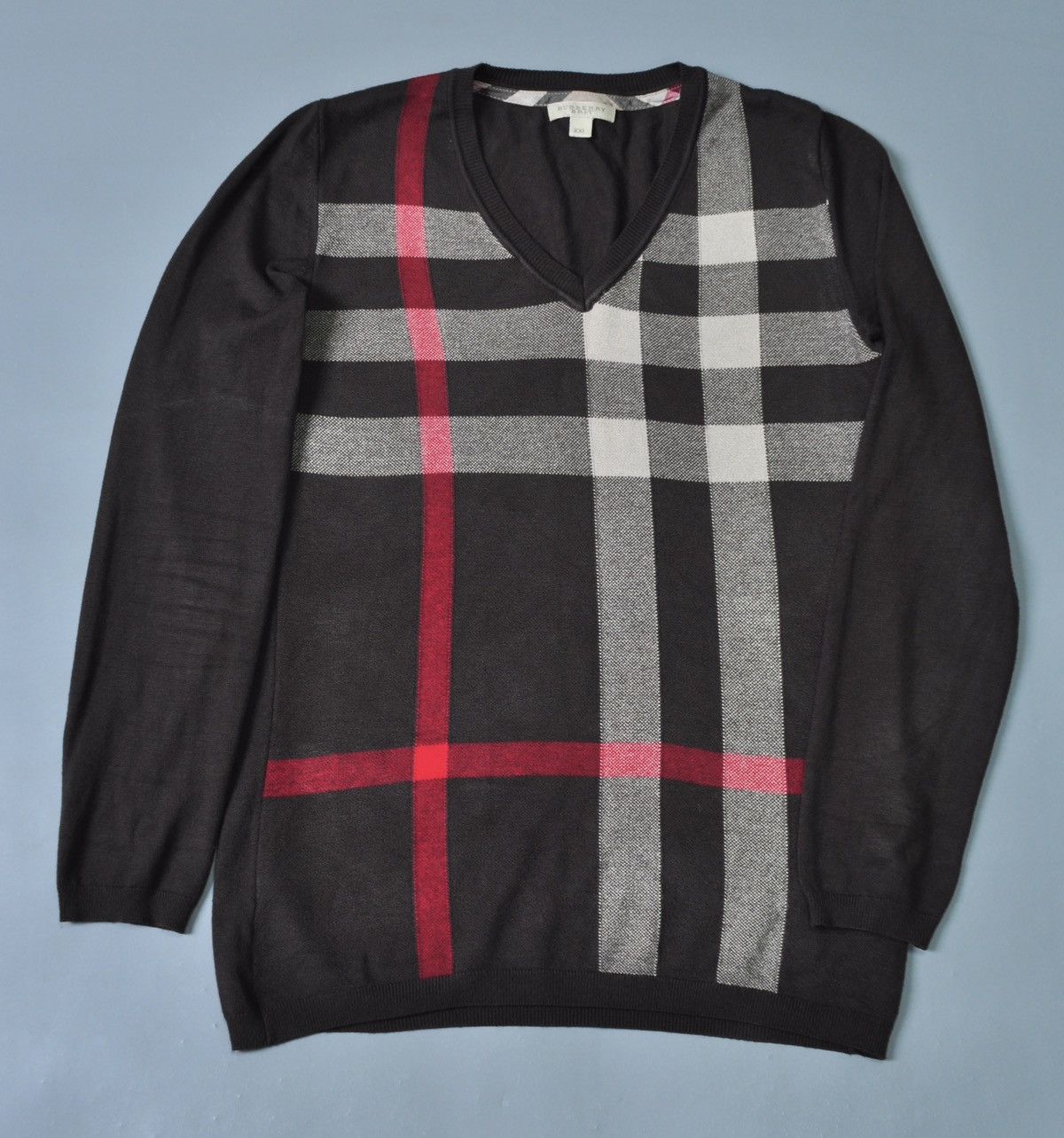 Burberry Burberry Nova Check Sweater V Neck RARE vintage Size L / US 10 / IT 46 - 1 Thumbnail