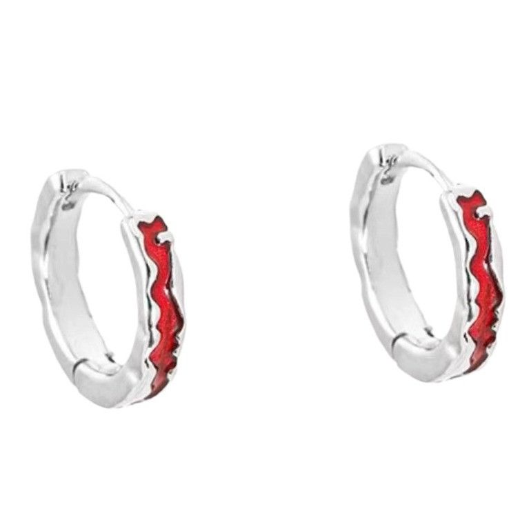 Jewelry × Sterling Silver Hip-hop Earrings One Pairs Chrome Jewelry Size ONE SIZE - 2 Thumbnail