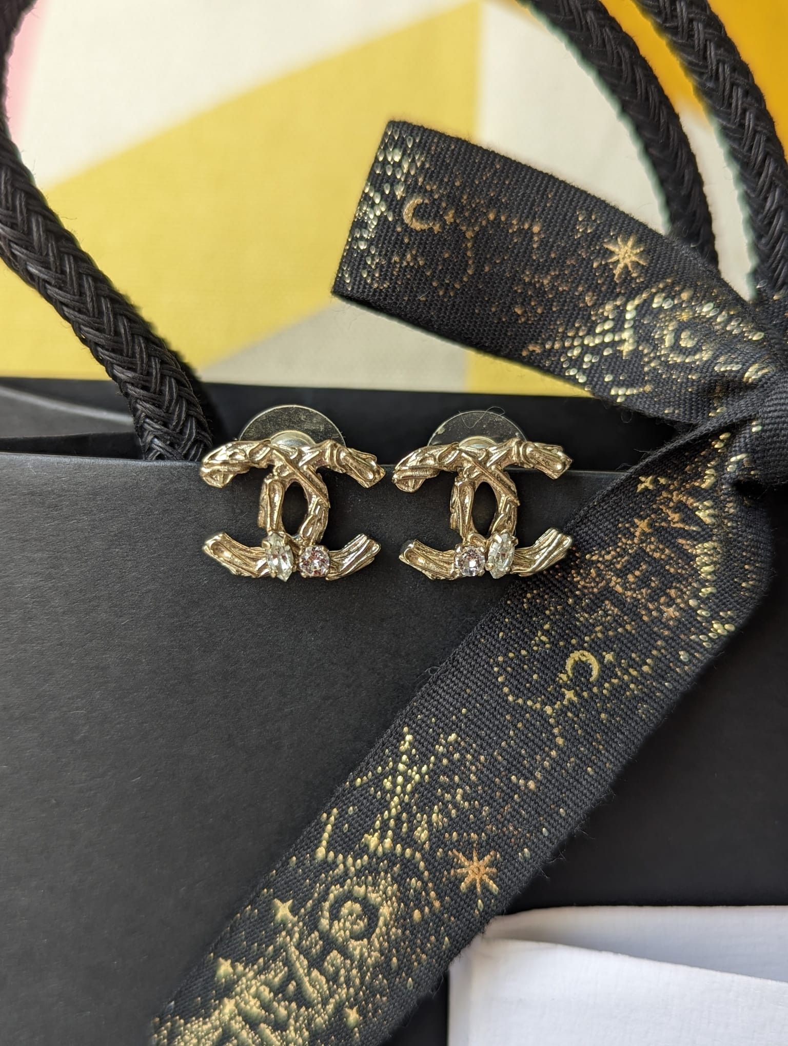 Chanel Chanel CC B14K Logo earrings GHW crystal earring receipt box Size ONE SIZE - 13 Thumbnail