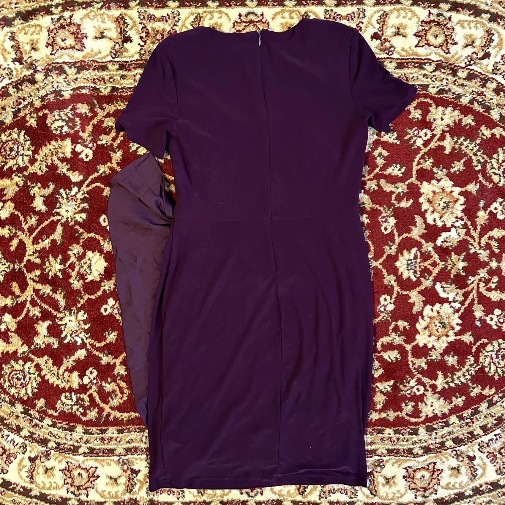Ralph Lauren Lauren Ralph Lauren Dress Womens 8 Dark Purple Short Sleeve Polyester Size 30" / US 8 / IT 44 - 2 Thumbnail