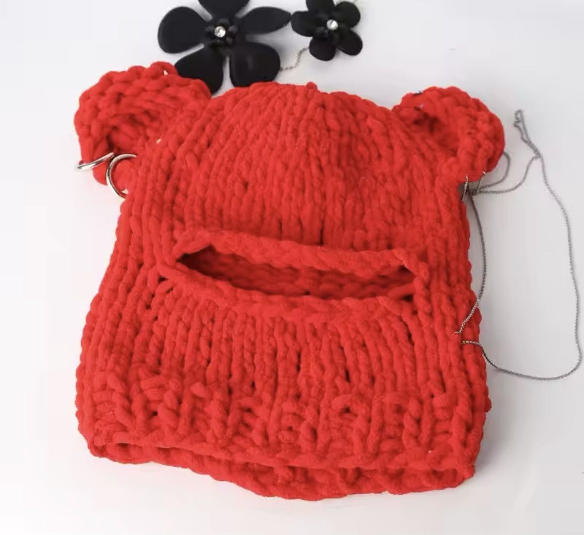 Japanese Brand Handmade 3D Bear Ear Knitted Crochet Beanie Hat Size ONE SIZE - 5 Thumbnail
