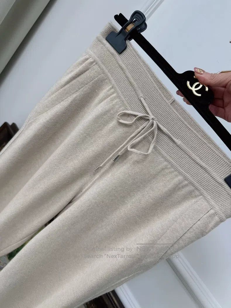 Loro Piana Loro Piana Light coffee color knitted drawstring casual pa Size 25" / US 0 / IT 36 - 3 Thumbnail