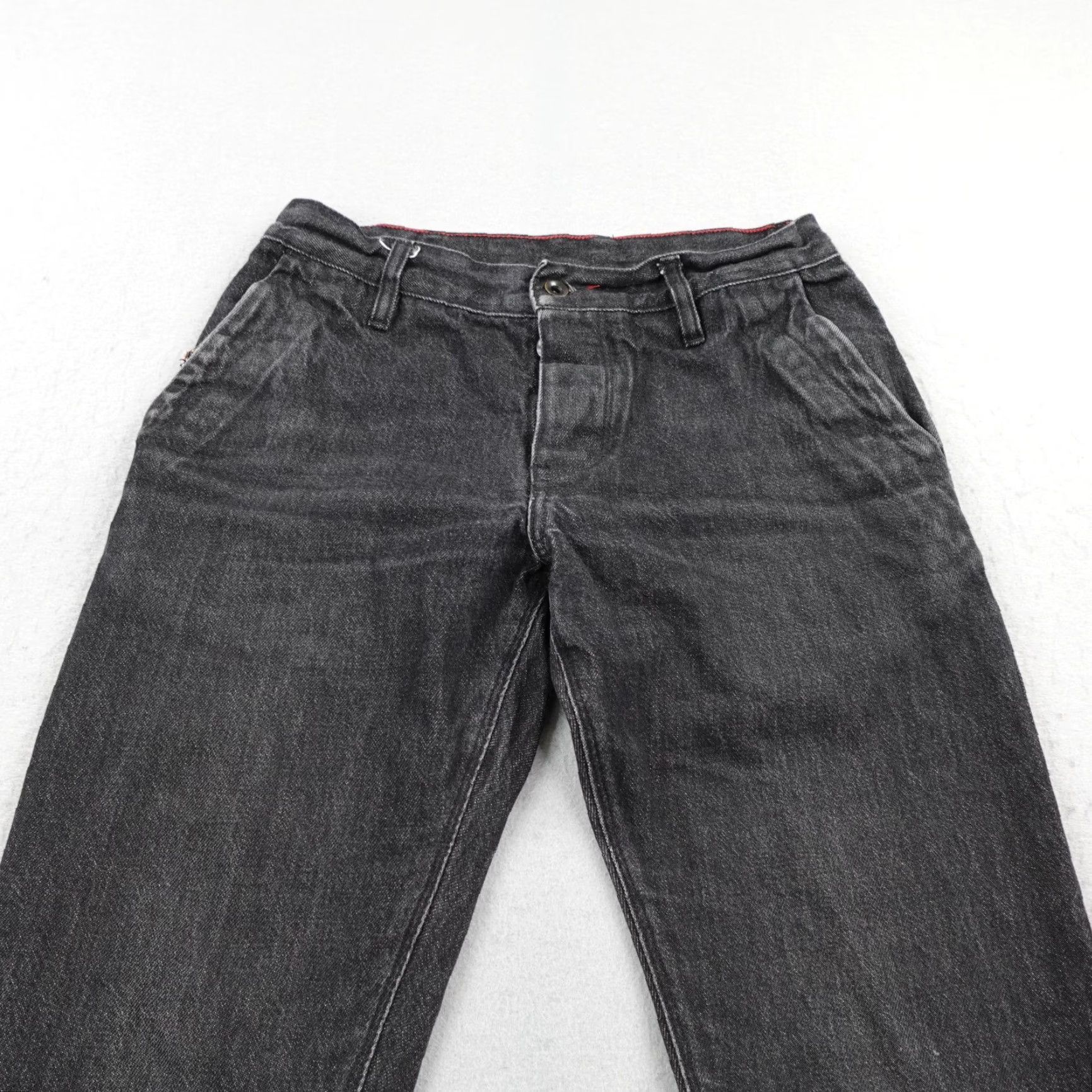 Raleigh Denim Raleigh Denim Jeans Mens 29 Black Selvedge Button Fly Jones Cropped Distressed Size US 29 - 2 Thumbnail