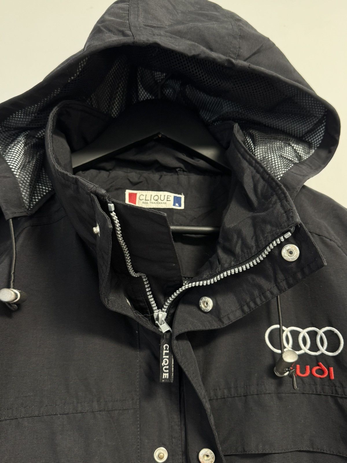 Audi Vintage 90s Men's Audi Black Jacket With Foldable Hood Size US XL / EU 56 / 4 - 9 Thumbnail