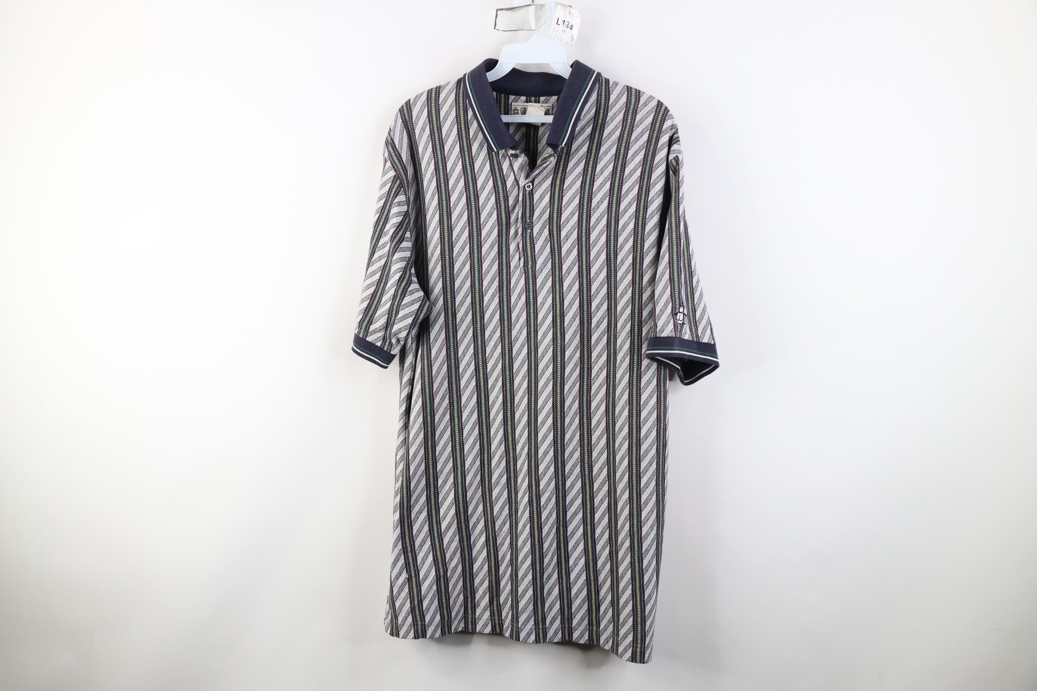 Vintage Vintage 90s Streetwear Striped Knit Collared Golf Polo Size US L / EU 52-54 / 3 - 1 Thumbnail