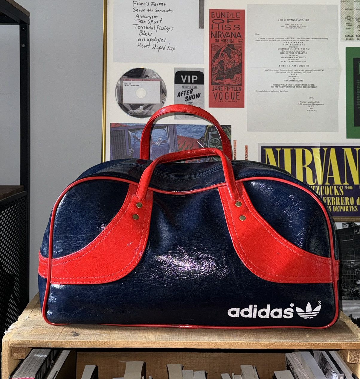 Adidas Hypebeast Vintage Vintage 70s Vinyl Adidas Trefoil Gym Sport Bag Red Blue Grailed