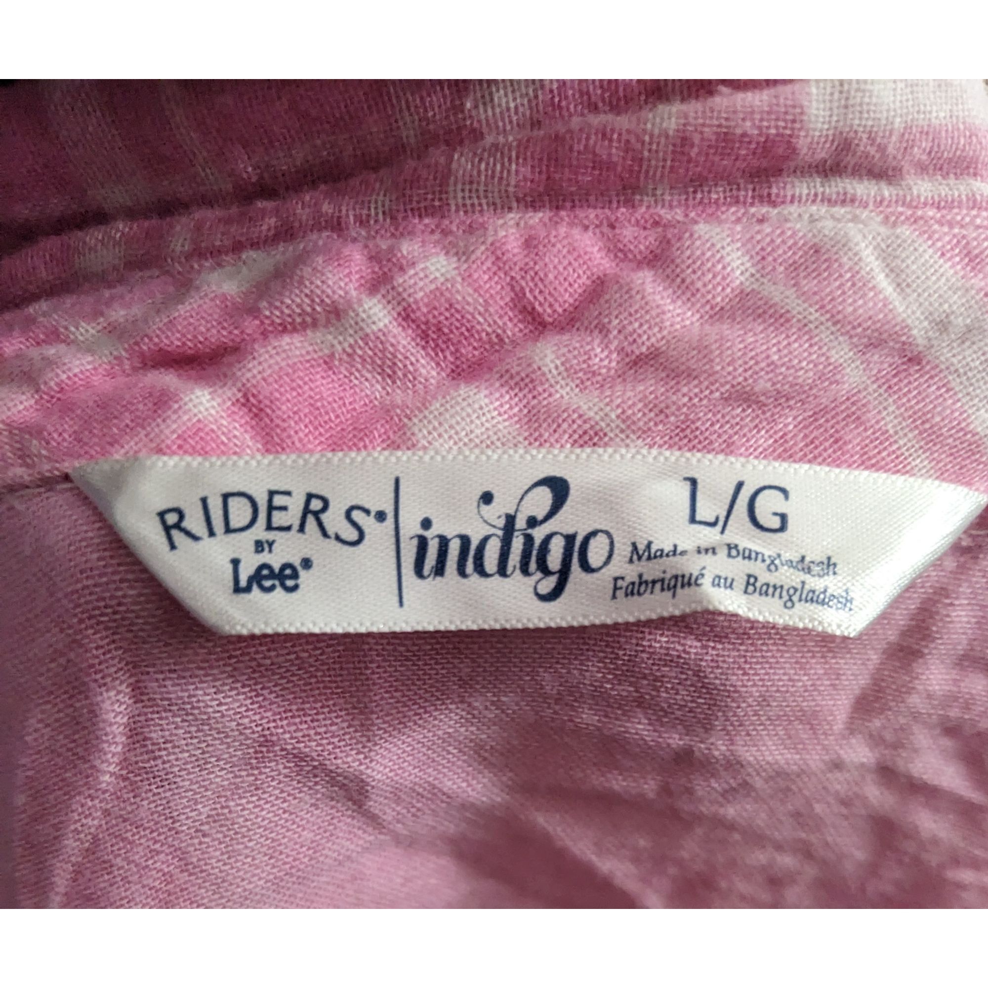 Lee Riders By Lee Indigo Pink And White Plaid Button Top Size L / US 10 / IT 46 - 3 Thumbnail