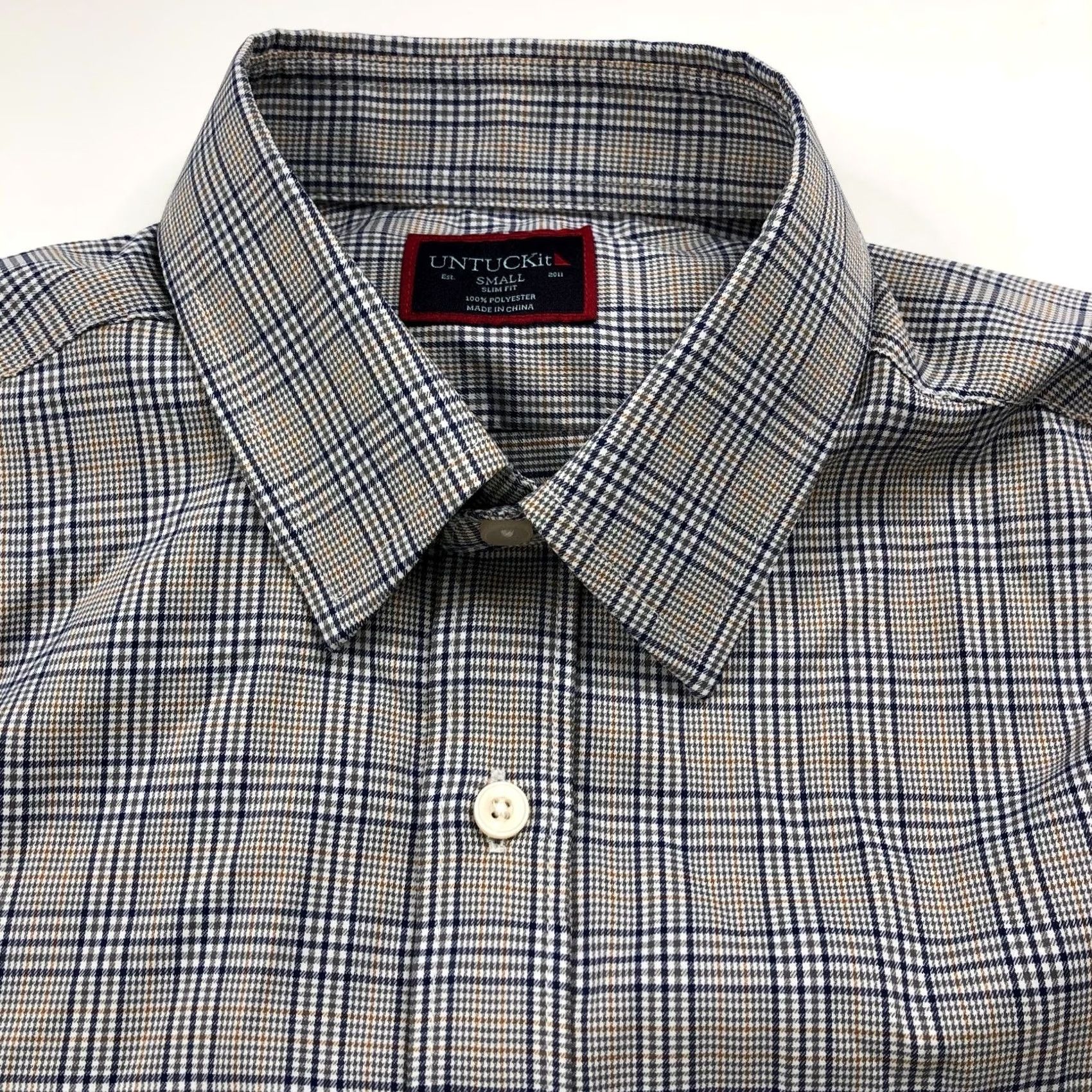 UNTUCKit UNTUCKIT Shirt Slim Fit Plaid 100% Polyester LS Casual Collar Button-Up Gray Blue Mens Small Slim Fit Size US S / EU 44-46 / 1 - 2 Thumbnail
