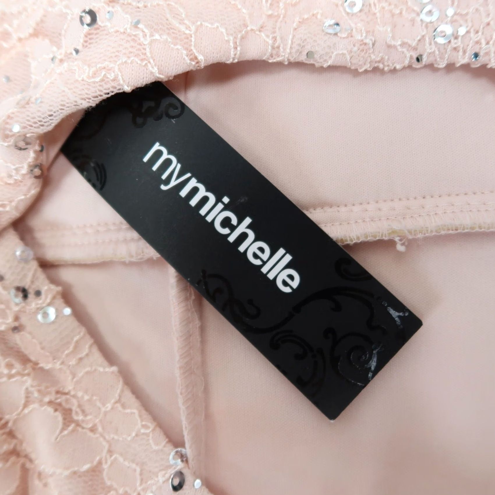 Vintage VINTAGE My Michelle Dress Bodycon Strapless Lace Beaded Sequin Pink 1 XS Womens Short Mini 90s 2000s Size XS / US 0-2 / IT 36-38 - 6 Thumbnail