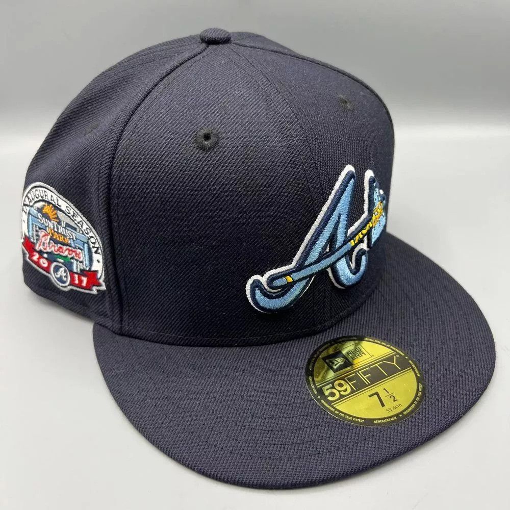 New Era Atlanta Braves Hat Men 7 1/2 59Fifty New Era MLB Fitted Cap Size ONE SIZE - 1 Thumbnail