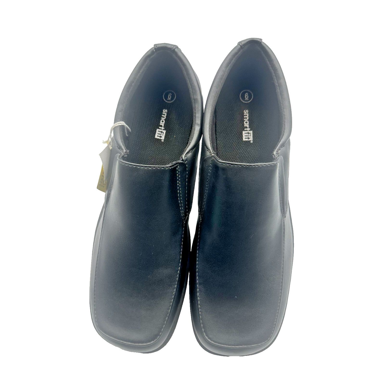 Other Smart Fit Boys Black Easy Slip On Dress Shoes Square Toed Size US 6 / EU 39 - 2 Thumbnail