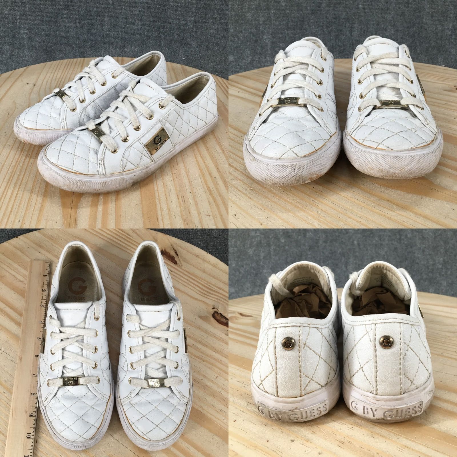 Guess G by GUESS Adie Quilted Low Top Sneakers Womens 7.5 M White Faux Leather Sneaker Shoes Casual Size M / US 6-8 / IT 42-44 - 8 Thumbnail