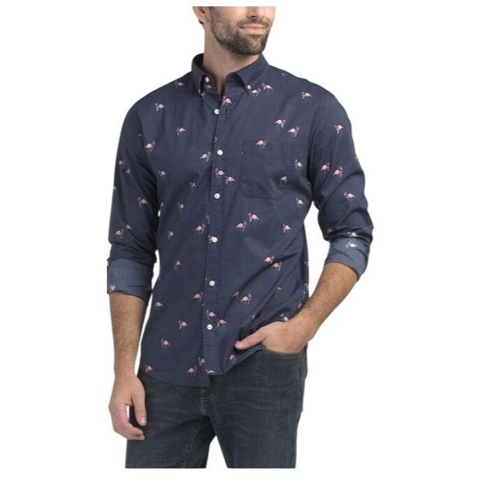 Bonobos Bonobos Mens Navy Blue Flamingo Print Slim Fit Stretch Butto Size US L / EU 52-54 / 3 - 1 Thumbnail