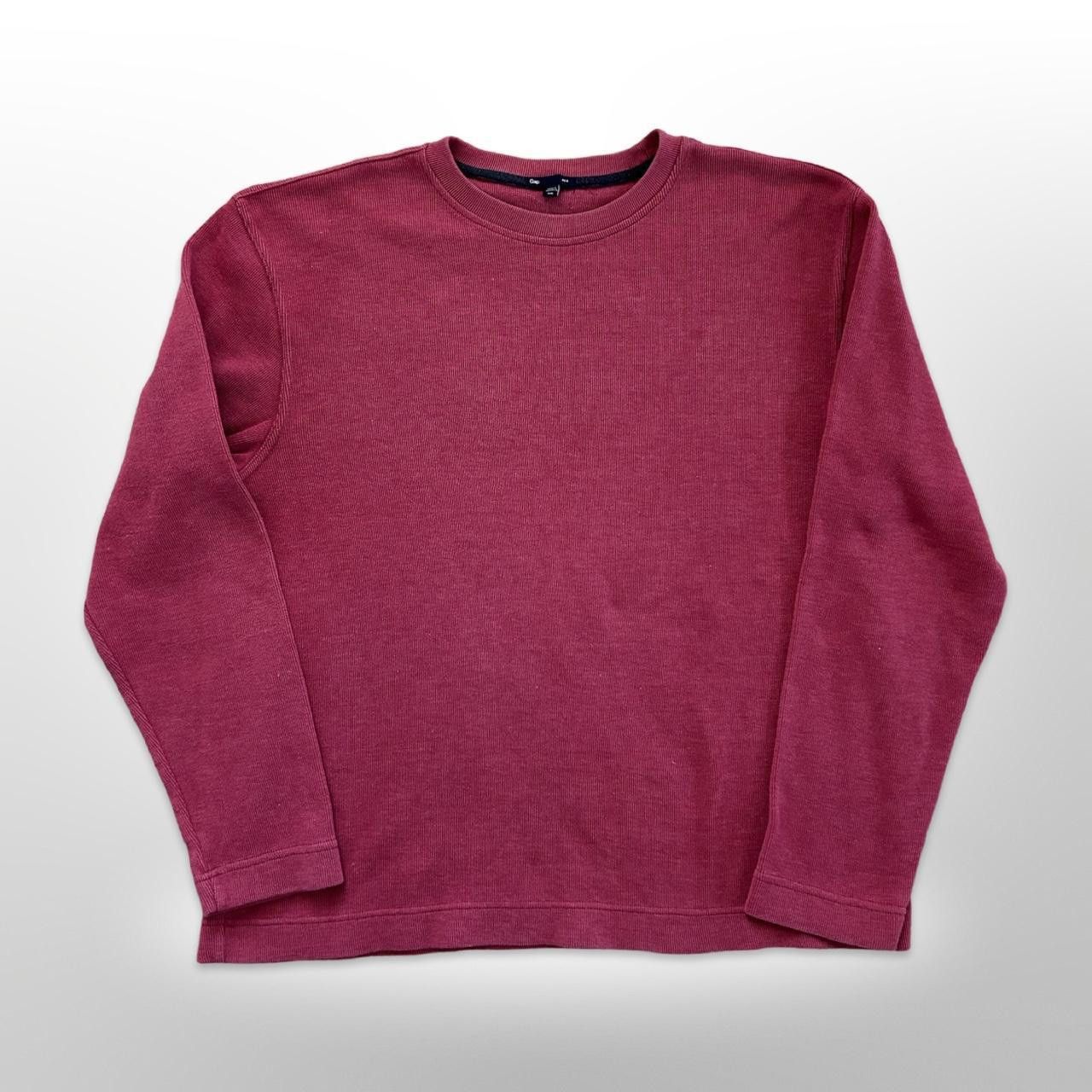 Gap × Vintage Vintage Gap Faded Red Ribbed Knit Thermal Long Sleeve Shirt Size US XXL / EU 58 / 5 - 1 Thumbnail