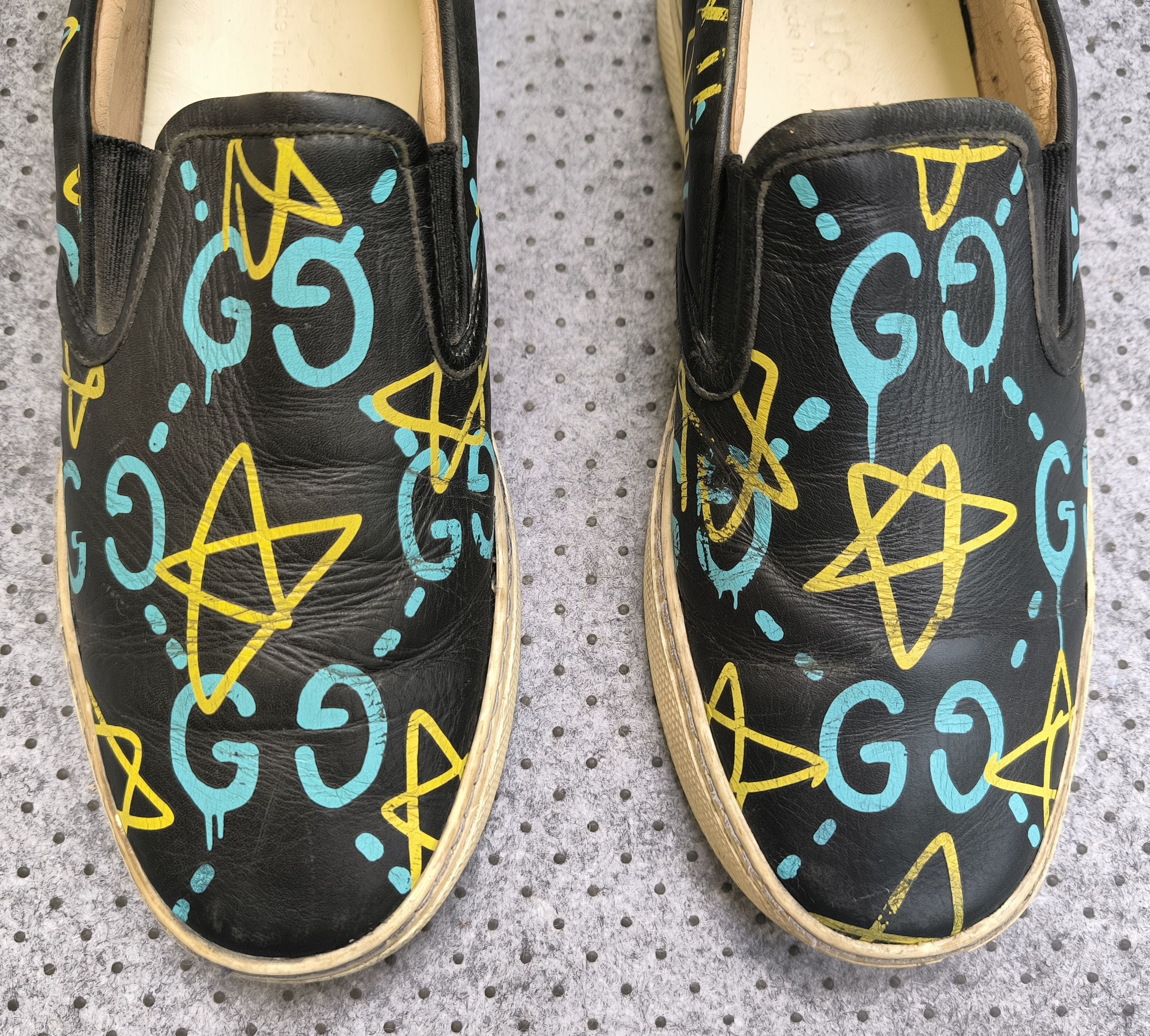 Gucci GUCCI Ghost GG graffiti leather slip on sneakers Size US 8 / EU 41 - 5 Thumbnail
