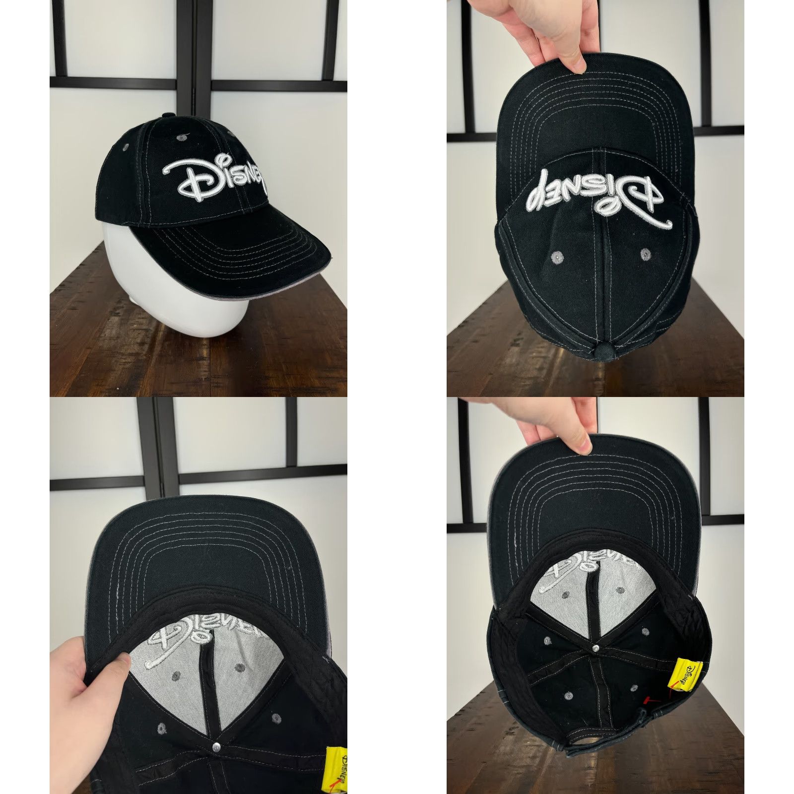 Disney Disney Hat Cap Strap Back One Size Black Adult Embroidered Logo 100% Cotton Baseball Cap Unisex Size ONE SIZE - 8 Thumbnail