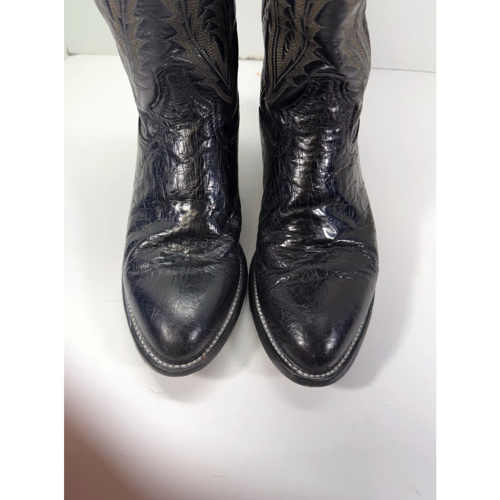 Tony Lama Tony Lama Boots Men Size 7 EE Wide Black Leather Western Ostrich Smooth Cowboy Rodeo Shoe Size US 7 / EU 40 - 3 Thumbnail