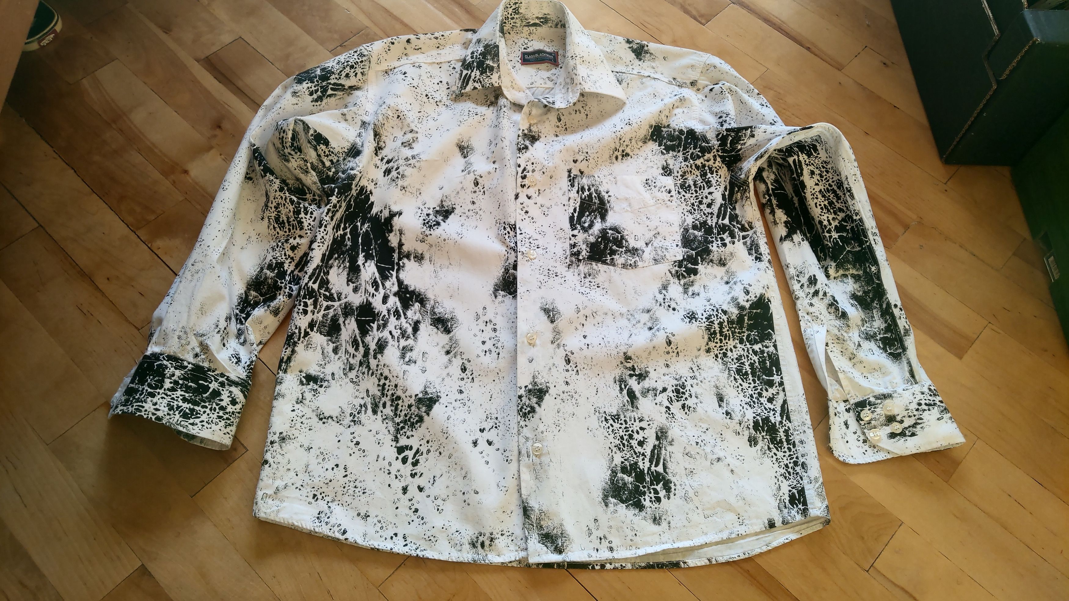 Vintage Asymmetric Drawing Shirt Overprint Goth Noir Button Up L Size US L / EU 52-54 / 3 - 6 Thumbnail