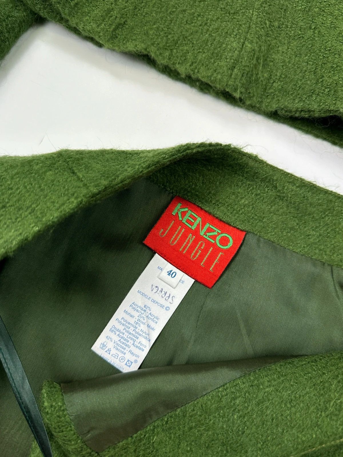 Kenzo Kenzo Jungle FW1990-98 Green Mohair Skirt & Jacket Full Set Size L / US 10 / IT 46 - 7 Thumbnail