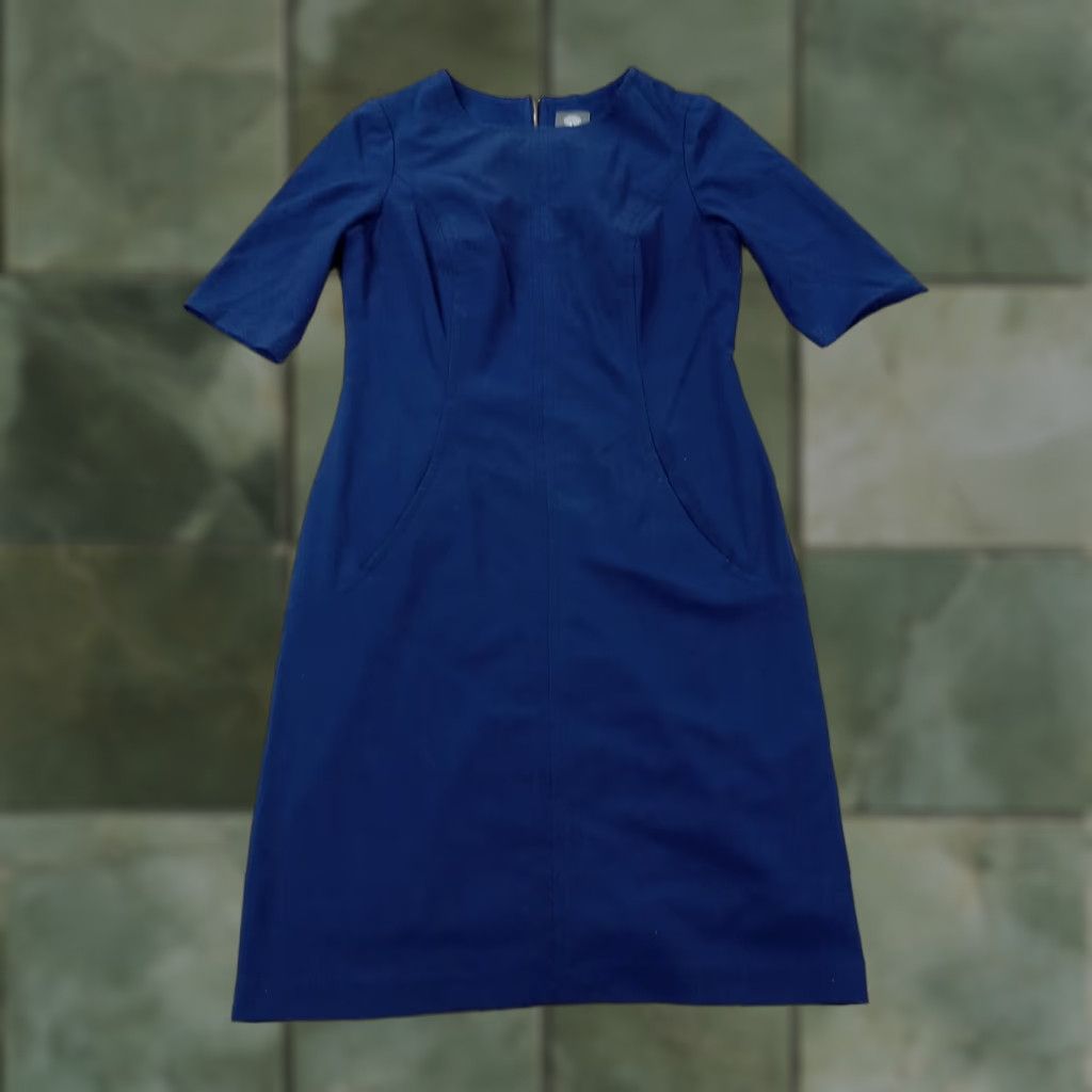 Vince Camuto Vince Camuto Dress Womens Size 4 Blue Short Sleeve Fitted Stretch Pockets Size 27" / US 4 / IT 40 - 1 Thumbnail